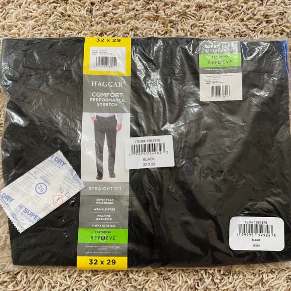 Haggar Men's Super Flex Waistband Comfort Performance Straight Pants, Size 32x29 - Picture 1 of 5